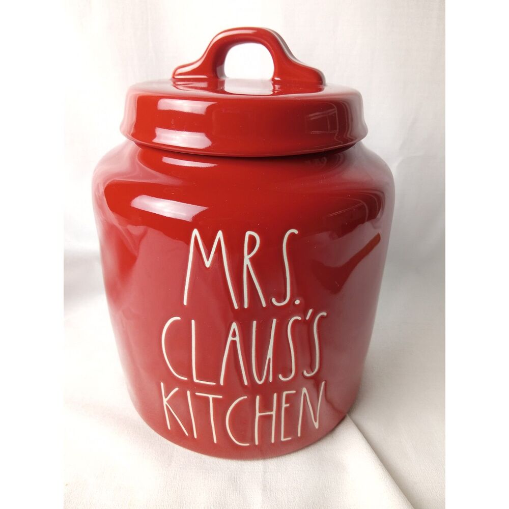 Rae Dunn Mrs Claus’s Kitchen Red Ceramic Canister Christmas 2020 Magenta